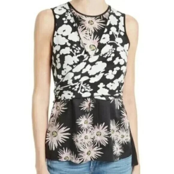 Elizabeth and James Tops - Elizabeth and James Diana floral silk sleeveless wrap top shirt XS blouse